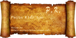 Peits Klétus névjegykártya